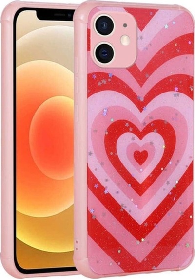 Apple Uyumlu iPhone 12 Kılıf Simli Desenli Kamera Korumalı Parlak Zore Popy Kapak Kalp