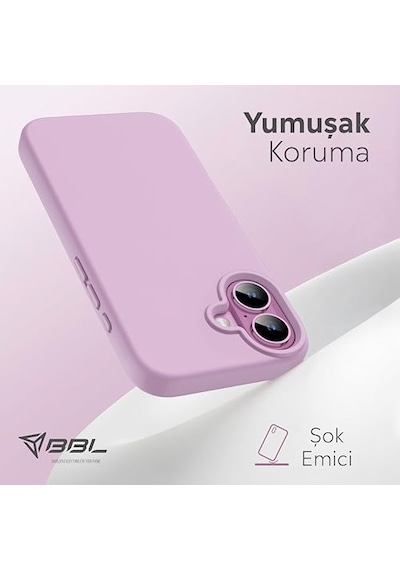 Apple iPhone Uyumlu Kılıf İnce Sıvı Silikon 3 Katmanlı Tam Kaplamalı Yumuşak Jel Kauçuk Kılıf Kapak, Mat Lila Apple iPhone Uyumlu 16 Diğer
