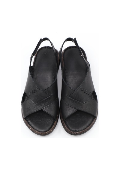 Nesilshoes Nesil Shoes Mns 153 Siyah Hakiki Soft Deri Kadın Sandalet