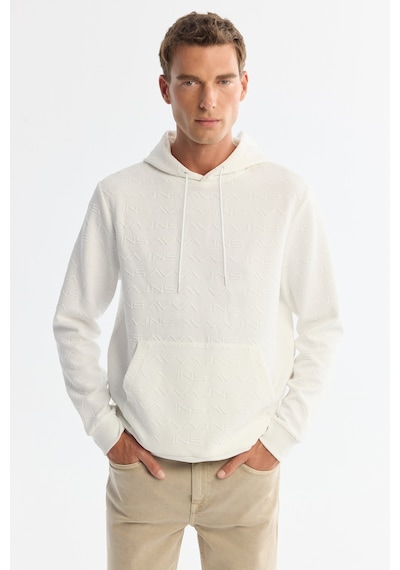 Avva Erkek Ekru Kapüşonlu Baskılı Elastan Regular Fit Sweatshirt A42y1332