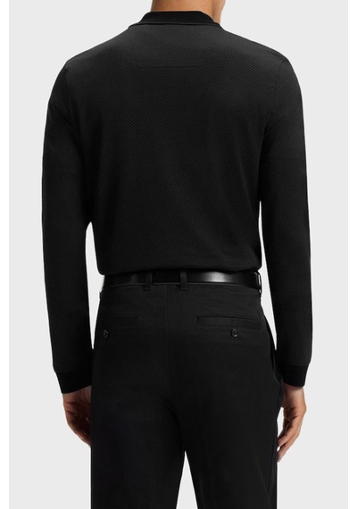 Boss Erkek Polo Yaka Kazak 50549583 001 Siyah Siyah
