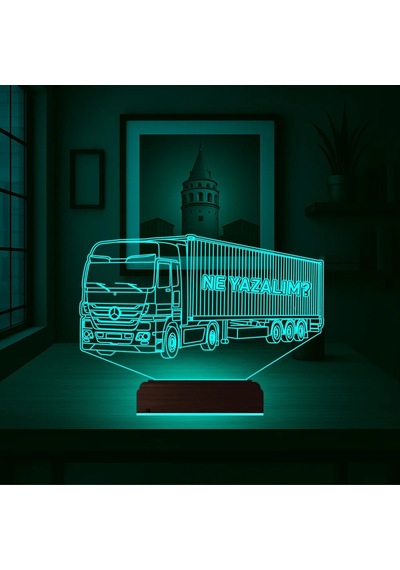 Luvivia Tır Kamyon Tırcı Mercedes Kişiye Özel 3d Lamba - Masa Gece Lambası Şeffaf