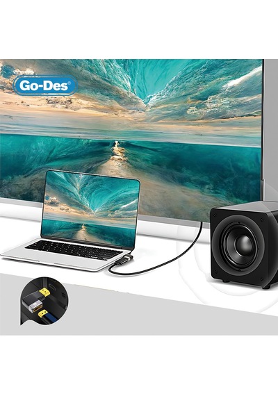 Go-des Gd-ct081 Hdtv Hdmı Adaptör 8k Hd 2.1 Versiyon Görüntü Aktarım Cihazı Siyah