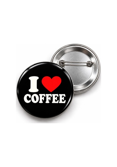 I Love Coffee - 58mm Rozet Çok Renkli