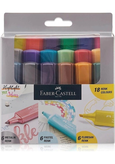 Faber Castell Özel Fosforlu Kalem Seti 18 Li Çok Renkli