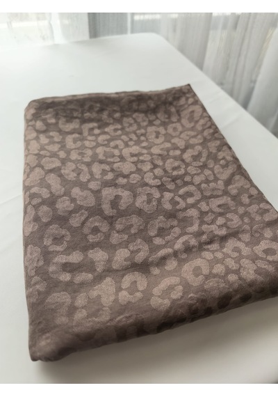 Laurel Scarf Leopar Desen Pamuk Ayrobin Jakar Şal Gülkurusu