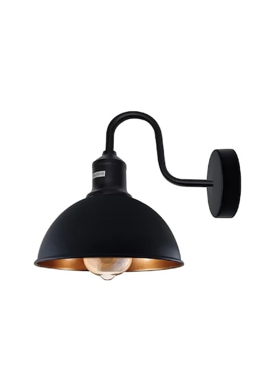 Riolight Vintage,rustik,retro Siyah Metal Otel,cafe,odaklar İçin Duvar Aplik Şapka Çapı:23cm Siyah