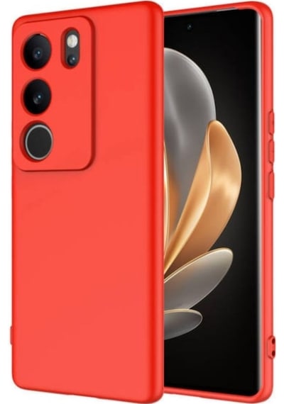 Vivo V29 Pro Uyumlu Silikon Kılıf - Kamera Korumalı Esnek Pastel Renk Kapak - Kırmızı