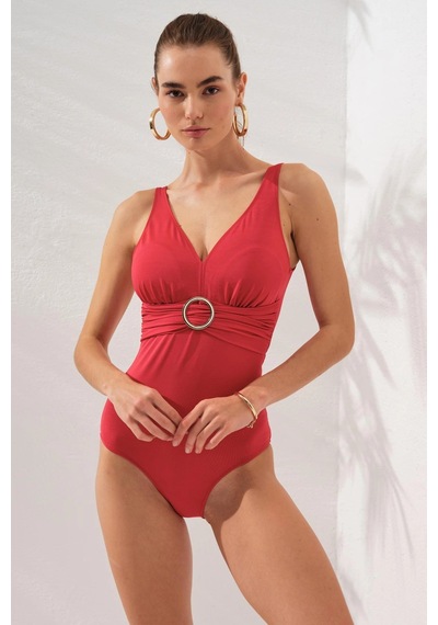 Pierre Cardin Stella V Yaka Tokalı Korseli Mayo Kırmızı 231133