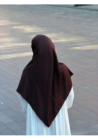 Qalortex Scarf Premium Jakarlı Sare Büyük Boy Eşarp - Aci Kahve acı kahve