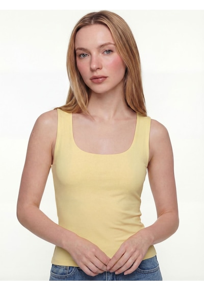 Slim Fit Kadın Bluz K.kol Light Yellow