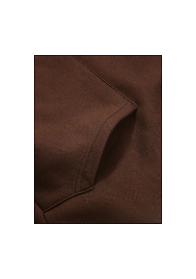Medinenur Fermuar Desenli Kedili Kapüşonlu Oversize Sweatshirt Kahverengi