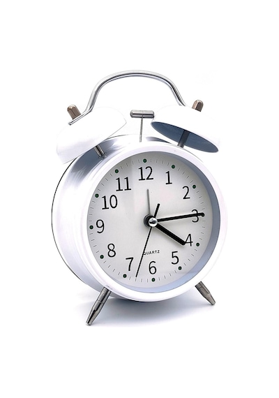 Valkyrie 16cm Büyük Boy Akar Saniyeli Alarm Çalar Saat - Nostaljik Masa Saati Beyaz