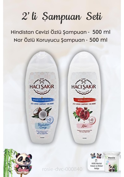 Hacı Şakir Hindistan Cevizi Şampuan 500 Ml, Narlı Şampuan 500 Ml Ve Rosıe