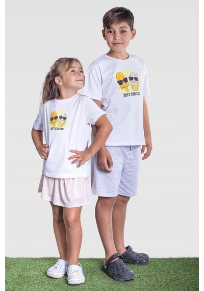Little's World Just Chillin Çocuk Tshirt Beyaz