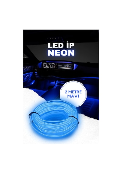 Araç Içi Aydınlatma Ip Neon Led Tüm Mavi 2 Metre