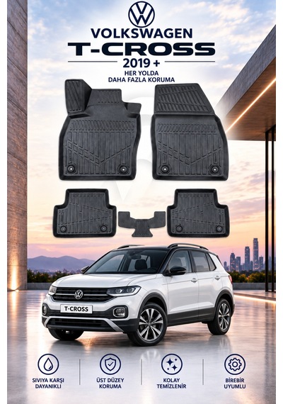 Volkswagen T-cross 2019+ Aracınıza Özel Üretim Havuzlu Paspas Takımı A+ -mod-