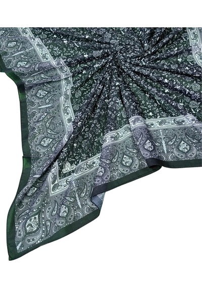 Mim Eşarp Mısırlı Eşarpları Büyük Boy Etnik Desenli Eşarp 120x120 Cm Siyah - Füme