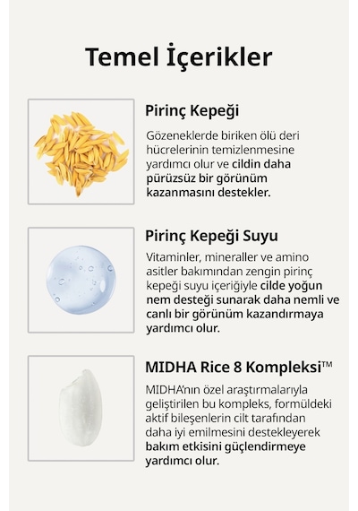Makyaj Temizleme Yağı & Temizleme Köpüğü İçeren 2 Adımlı Set Mıdha Rice 2 Step Cleansing Duo Set