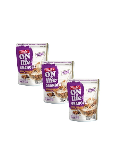 Yayla Onlife Bitter Çikolatalı Fındıklı Ve Vişneli Granola 200 G X3