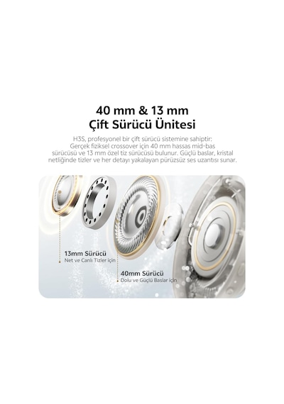H3s 6.0 Bluetooth Kulaklık Anc Hi-res Ldac Çift Sürücülü Kulaklık 7 Mics. Yapay Zeka 102 Saat Dinle Siyah
