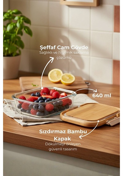 Satina - Kilitli Cam Saklama Kabı 640 Ml