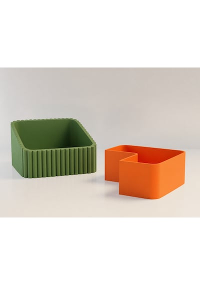 3d Baskı Fıstık Kasesi - Çift Hazneli Kabuk Ayırıcı Sunum Kasesi - Yeşil Turuncu