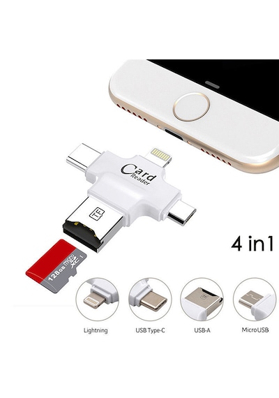4419 Lightning Type C 3.1 Micro Usb Tf Kart Okuyucu Apple Uyumlu iPhone Otg Çe