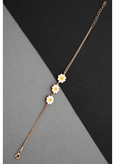 Gümüş Üçlü Rose Papatya Dizisi Bileklik -  B076401