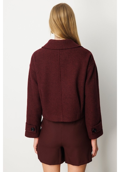 Ekol Kadın Torba Cepli Crop Mont 6013 Bordo Bordo