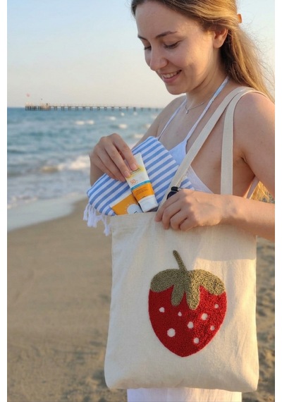 Cix Short Tagline Punch Desenli Büyük Boy Piknik Ve Plaj Çantası Kum Geçirmez 40x45x15 Cm Yeşil-kırmızı - 888475562 Yeşil-kırmızı