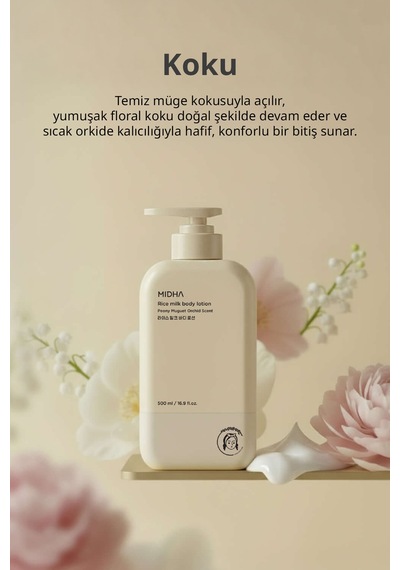 Midha Rice Milk Nemlendirici Hafif Yapılı Pirinç Sütü Özlü Vücut Losyonu 500 ML