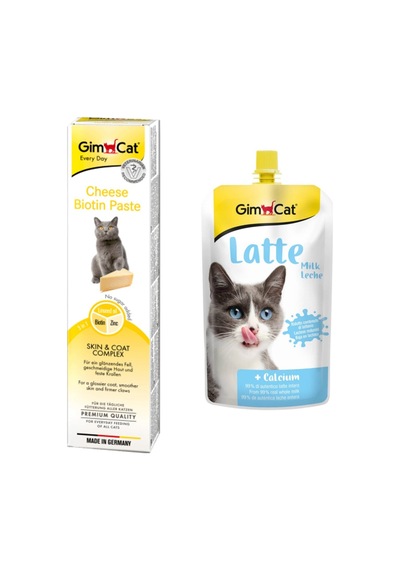 Gimcat Peynirli Biotinli Kedi Macunu 50 G + Gimcat Latte Kedi Sütü 200 G