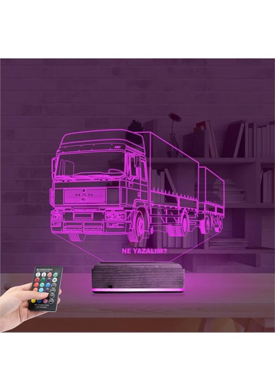 Luvivia Tır Kamyon Tırcı Kişiye Özel 3d Lamba - Masa Gece Lambası Şeffaf