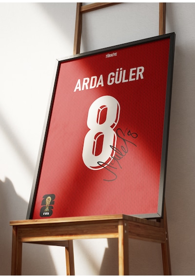 Arda Güler 8 Türkiye Milli Takım Forma Tasarrımlı Poster Siyah Çerçeveli
