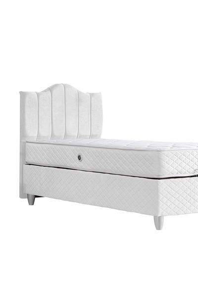 Trend Tek Kişilik Baza Başlık Letto Yatak Seti Beyaz 100 x 200
