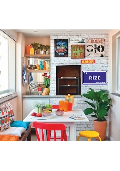 Kişiye Özel Metal Plaka Rize 53 Retro Poster (29X15)