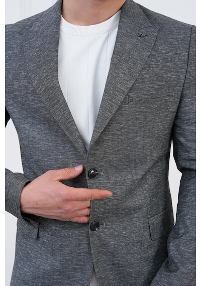 Dupont Classics Dupont Keten Slim Fit 6 Drop Sivri Yaka Çift Yırtmaçlı Erkek Blazer Ceket Antrasit - Gri Dupont Classics Dupont Keten Slim Fit 6 Drop Sivri Yaka Çift Yırtmaçlı Erkek Blazer Ceket Antrasit - Gri