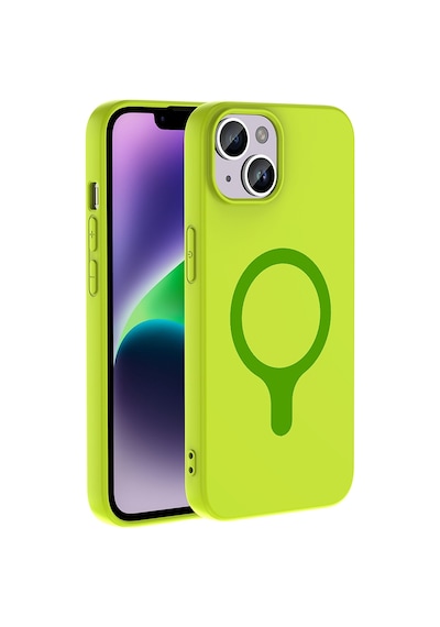 Maks Technology iPhone Uyumlu 14 Kılıf M-safe Şarj Özellikli Mkst Aris Silikon Kapak - Yeşil