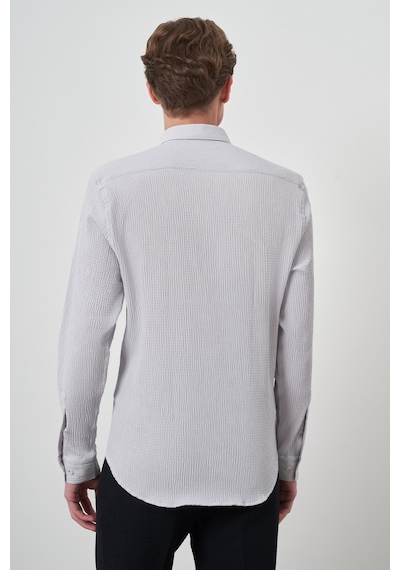 Morven Erkek Taş Gofre Trend Desenli Dynamic Fit İtalyan Yaka Gömlek 25ms004023870 Taş