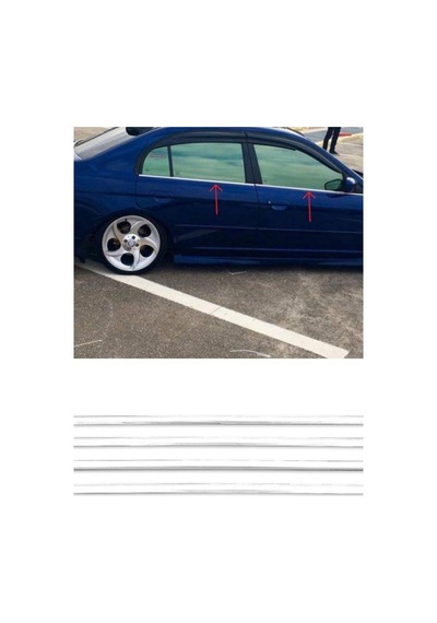 Honda Cıvıc 2002-2005 Modeller Arası Krom Cam Çıtası 4 Parça Paslanmaz Çelik