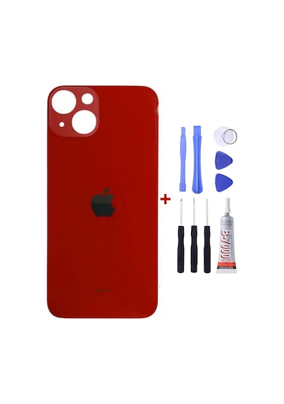 Apple Uyumlu iPhone 13 Kırmızı Arka Cam Kapak Arka Pil Kapağı