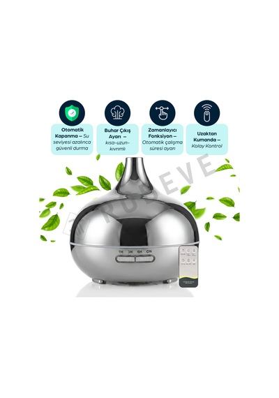 Robeve 550 Ml Otomatik Hava Nemlendirici Buhar Makinesi Oda Nemlendirici Aroma Difüzör Gümüş
