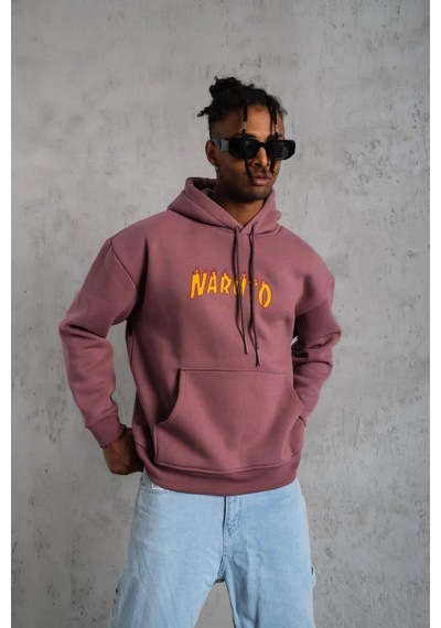 Erkek 3 İplik Pamuklu Kapüşonlu Baskılı Cepli Oversize Sweatshirt Hoodie - Gül Kurusu Gülkurusu Erkek 3 İplik Pamuklu Kapüşonlu Baskılı Cepli Oversize Sweatshirt Hoodie - Gül Kurusu Gülkurusu