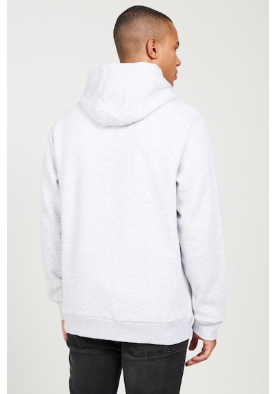 AC&Co / Altınyıldız Classics Erkek Kar Melanj Standart Fit Normal Kesim Kapüşonlu Fermuarlı Sweatshirt Kar Beyaz