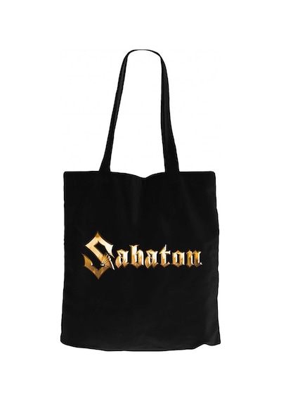 Sabaton Logo Gold Siyah Kanvas Bez Çanta Siyah