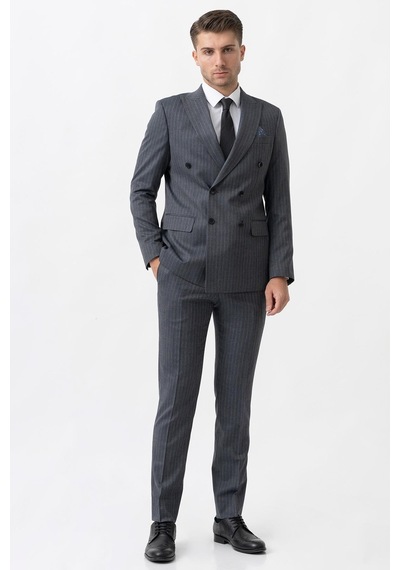 White Stone Arezzo T2004 Slim Fit 6 Drop Likralı Kruvaze Takım Elbise Desenli - 50 Antrasit White Stone Arezzo T2004 Slim Fit 6 Drop Likralı Kruvaze Takım Elbise Desenli - 50 Antrasit