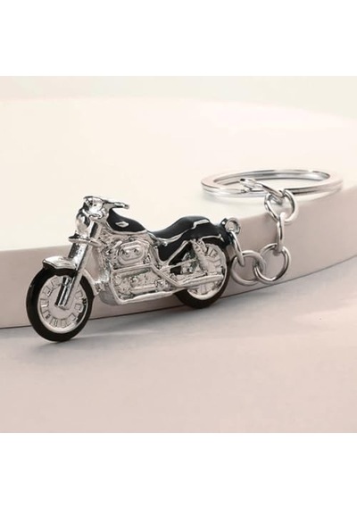 Kdot Motorsiklet Tasarımlı Anahtarlık, Siyah, Çinko Alaşım Metal, Motor Temalı, Dayanıklı, 4.5x2.5 Cm