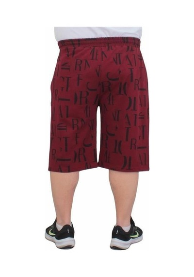Starbattal Erkek Büyük Beden Penye Şort Letter Dance 24644 Bordo-Bordo