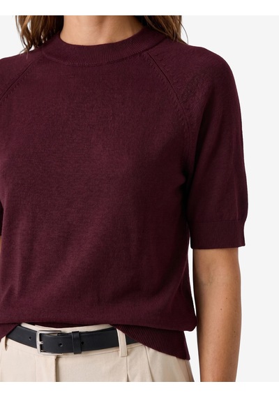 Koton Viskon Kısa Kollu Reglan Kol Dik Yaka Triko Kazak Bordo 7wak90054ht
